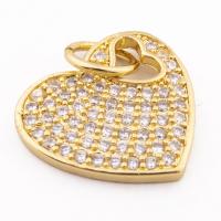 Cubic Zirconia Micro Pave Sterling Silver Pendant, 925 Sterling Silver, Heart, gold color plated, DIY & micro pave cubic zirconia Approx 6mm [