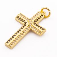 Cubic Zirconia Micro Pave Sterling Silver Pendant, 925 Sterling Silver, Cross, gold color plated, DIY & micro pave cubic zirconia Approx 3mm [