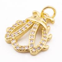 Cubic Zirconia Micro Pave Sterling Silver Pendant, 925 Sterling Silver, Insect, gold color plated, DIY & micro pave cubic zirconia Approx 3mm [