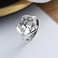 Sterling Silver Finger Ring, 925 Sterling Silver, Heart, Antique finish, fashion jewelry & for woman, 13mm [