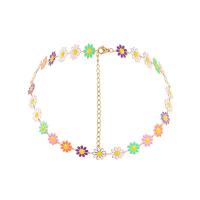 Brass Jewelry Necklace, with 2.76inch extender chain, Daisy, fashion jewelry & for woman & enamel Approx 14.17 Inch [
