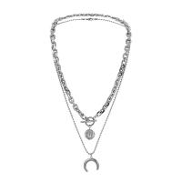 Fashion Multi Layer Necklace, 304 Stainless Steel, Double Layer & fashion jewelry & for man Approx 22.83 Inch, Approx 19.69 Inch 