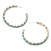Boucle d'oreille en alliage Zinc turquoise, alliage de zinc, avec turquoise, Placage de couleur d'or, bijoux de mode & pour femme, bleu Vendu par paire[