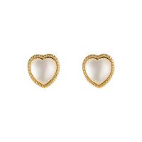 Boucle d'oreille en alliage de zinc en plastique perle, avec plastique, coeur, bijoux de mode & styles différents pour le choix & pour femme, Vendu par PC[
