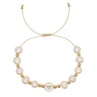 Plastic Jewelry Bracelet, Plastic Pearl, with Polyester Cord & Zinc Alloy, gold color plated, fashion jewelry & for woman Approx 11 Inch 