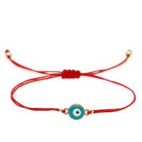 Evil Eye Jewelry Bracelet, Zinc Alloy, with Polyester Cord, gold color plated, fashion jewelry & Unisex & enamel Approx 11 Inch [