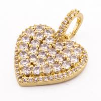 Cubic Zirconia Micro Pave Sterling Silver Pendant, 925 Sterling Silver, Heart, gold color plated, DIY & micro pave cubic zirconia Approx 5mm [