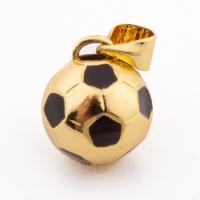 Sterling Silver Pendants, 925 Sterling Silver, Football, gold color plated, DIY, length 16mm, football 10*10mm Approx 3mm 