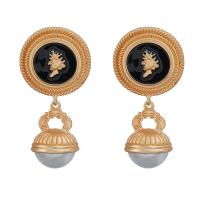 Boucle d'oreille en alliage de zinc en plastique perle, avec perle de plastique, bijoux de mode & pour femme & émail Vendu par paire[