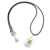 Glass Globe Necklace, Wax Cord, with Glass, with 1.57inch extender chain, fashion jewelry & for woman Approx 17.32 mm 