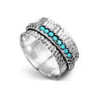 Бирюзовый цинкового сплава палец кольцо, цинковый сплав, с бирюза, ювелирные изделия моды & разный размер для выбора & Женский, серебряный, продается PC[