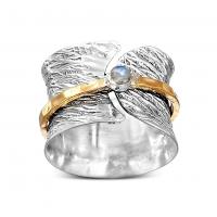 Gemstone Zinc Alloy Finger Ring, with Labradorite, fashion jewelry & for woman, silver color 