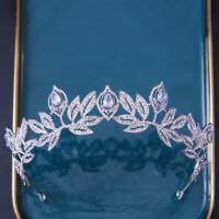 Bridal Tiaras, Zinc Alloy, with Cubic Zirconia & Rhinestone, platinum color plated, for woman, Inner Approx 160mm 