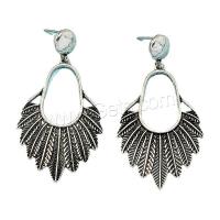 Zinc Alloy Drop Earring, Feather, silver color plated, fashion jewelry & for woman [