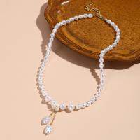 Zinc Alloy Necklace, with Plastic Pearl, plated, fashion jewelry & for woman [