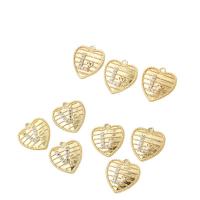 Cubic Zirconia Micro Pave Brass Pendant, Heart, 18K gold plated, DIY & micro pave cubic zirconia, golden [