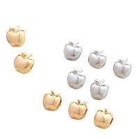 Brass Spacer Beads, Apple, real gold plated, DIY [