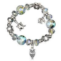 Zinc Alloy Crystal Bracelets, with Zinc Alloy, antique silver color plated, folk style & for woman Approx 6.3-7 Inch [