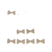 Hair Clip Cabochon Finding, Zinc Alloy, Bowknot, gold color plated, DIY & with rhinestone [