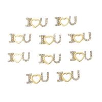 Hair Clip Cabochon Finding, Zinc Alloy, Alphabet Letter, gold color plated, DIY & with rhinestone [