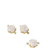 Resin Zinc Alloy Connector, with Resin, Flower, gold color plated, DIY & with rhinestone [