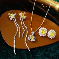 Cubic Zirconia Micro Pave Brass Jewelry Sets, fashion jewelry & micro pave cubic zirconia & for woman Approx 50.5 cm [