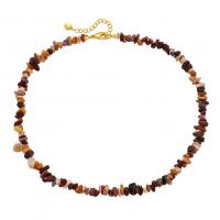 Gemstone Chip Necklaces, Brass, with Gemstone, with 6cm extender chain, 18K gold plated, fashion jewelry & for woman Approx 41 cm 