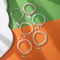 Glass Pearl Zinc Alloy Bracelets, with Glass Beads, 2 pieces & fashion jewelry Inner Approx 47mm [