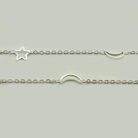 Stainless Steel Chain Jewelry, 304 Stainless Steel, Moon and Star, Vacuum Ion Plating, DIY & hollow 
