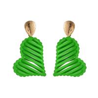 Iron Drop Earring, Heart, painted, fashion jewelry & for woman, green [