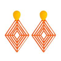 Iron Drop Earring, Rhombus, painted, fashion jewelry & for woman & hollow [