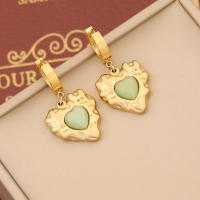 Stainless Steel Drop Earring, 304 Stainless Steel, with Natural Stone, gold color plated & for woman & with rhinestone, 15-30mm [