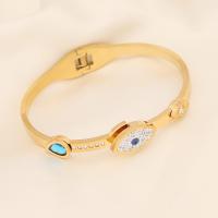 Evil Eye Jewelry Bracelet, 304 Stainless Steel, gold color plated & for woman & enamel & with rhinestone, Inner Approx 