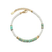 Glass Seed Beads Bracelets, 304 Stainless Steel, with Seedbead, with 3cm extender chain, Vacuum Ion Plating, fashion jewelry & for woman Approx 18 cm 