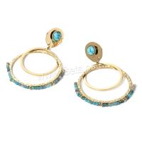 Stainless Steel Drop Earring, 304 Stainless Steel, with turquoise & Acrylic, 14K gold plated, fashion jewelry & for woman, two different colored, 11mm,40mm [