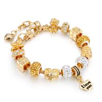 Bracelets En alliage de zinc, Placage de couleur d'or, bijoux de mode & normes différentes pour le choix & pour femme & avec strass, doré, Vendu par brin[