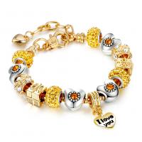 Fashion Zinc Alloy Bracelets, Brass, with Crystal & Zinc Alloy, plated, fashion jewelry & for woman, two different colored [