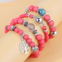 Zinc Alloy Crystal Bracelets, with Crystal & Plastic, Flat Round, silver color plated, fashion jewelry & multilayer & for woman & hollow & frosted Inner Approx 53mm 
