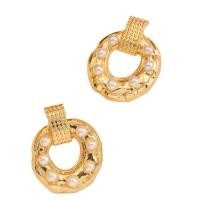 Plastic Pearl Zinc Alloy Earring, with Plastic Pearl, KC gold color plated, fashion jewelry & for woman, golden 