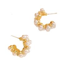 Plastic Pearl Zinc Alloy Earring, with Plastic Pearl, KC gold color plated, fashion jewelry & for woman, golden [
