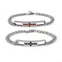 Stainless Steel Chain Bracelets, Titanium Steel, fashion jewelry & Unisex & with rhinestone Approx 8.07 Inch, Approx 6.5 Inch [