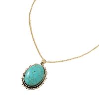 Turquoise Zinc Alloy Necklace, with turquoise, with 7CM extender chain, plated, fashion jewelry & for woman, blue Approx 37 cm 