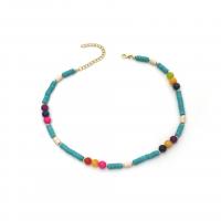 Turquoise Zinc Alloy Necklace, with turquoise, fashion jewelry & Bohemian style & for woman [