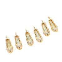 Cubic Zirconia Micro Pave Brass Pendant, Shoes, real gold plated, DIY & micro pave cubic zirconia, golden 