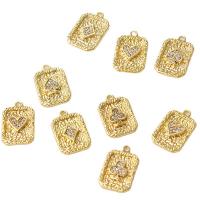 Cubic Zirconia Micro Pave Brass Pendant, real gold plated, DIY & micro pave cubic zirconia, gold [