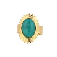 Gemstone Stainless Steel Finger Ring, 304 Stainless Steel, with Gemstone, gold color plated, adjustable & for woman [