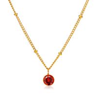 Stainless Steel Jewelry Necklace, 304 Stainless Steel, with 2inch extender chain, Round, 18K gold plated, sideways chain & for woman & with rhinestone 6mm Approx 15.7 Inch [