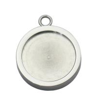 Stainless Steel Pendant Setting, 304 Stainless Steel, Round, polished, DIY, original color Approx 2mm, Inner Approx 19mm [