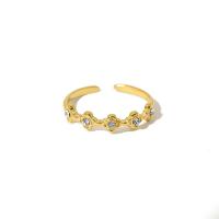 Cubic Zirconia anillo de dedo de acero inoxidable, acero inoxidable 304, chapado en oro de 14 K, Joyería & diferentes estilos para la opción & micro arcilla de zirconia cúbica & para mujer, dorado, Vendido por UD