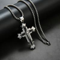 Stainless Steel Jewelry Necklace, 316L Stainless Steel, Cross, fashion jewelry & Unisex, two different colored cm [